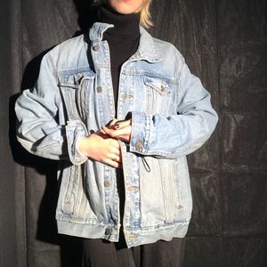 Oversized Denim Jacket Multiple Pockets